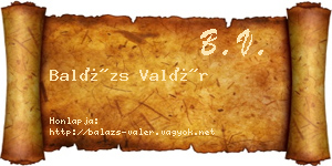 Balázs Valér névjegykártya